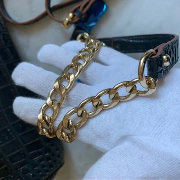 Fashion Navy Leather HandBag Gold Lock - Picture 10 of 10